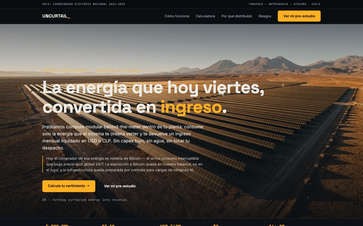 Landing de Uncurtail, energía solar