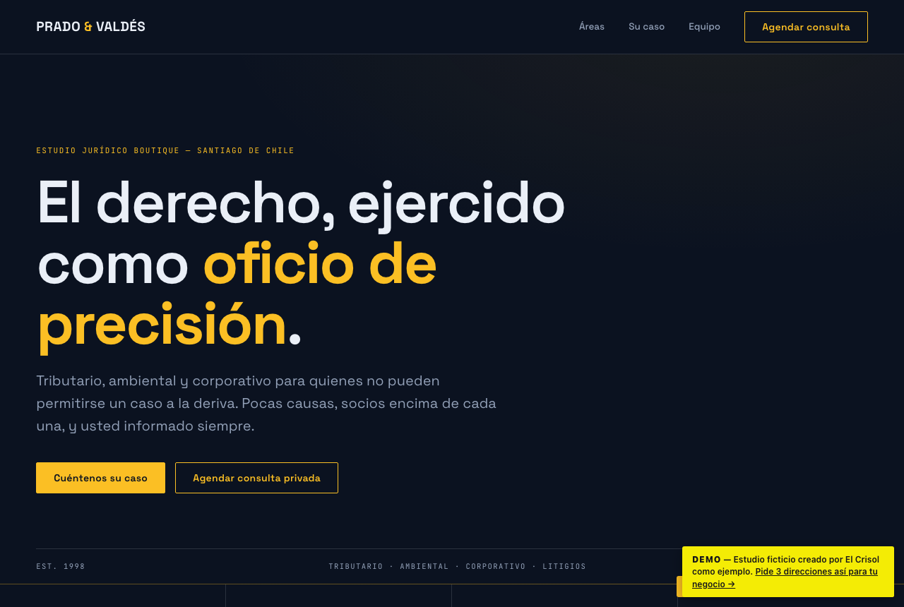 Demo dirección Premium — estudio jurídico ficticio